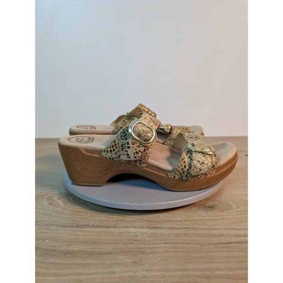 Dansko Women’s Sophie Slide Sandal Clog size 39 US 8.5-9 Gold Animal Print - Picture 4 of 10